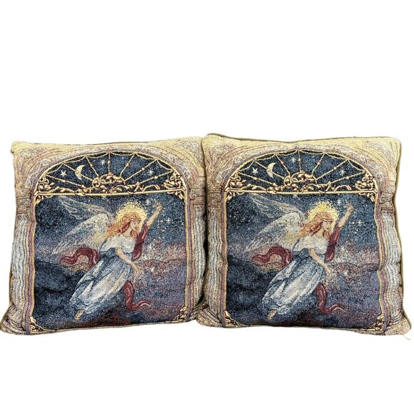 Angel of Wishes Lena Liu Woven Pillows Set of 2 Pillow Set Christmas Angel - Picture 1 of 12